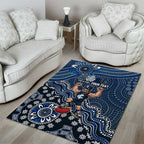 Personalized Carlton Blues Football Mascot Area Rug Aboriginal Dot Art Style Vibrant Indigenous Pattern Design