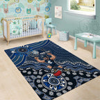 Personalized Carlton Blues Football Mascot Area Rug Aboriginal Dot Art Style Vibrant Indigenous Pattern Design