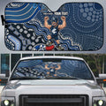 Personalized Carlton Blues Football Mascot Auto Sun Shade Aboriginal Dot Art Style Vibrant Indigenous Pattern Design