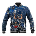 Personalized Carlton Blues Football Mascot Baseball Jacket Aboriginal Dot Art Style Vibrant Indigenous Pattern Design