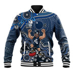 Personalized Carlton Blues Football Mascot Baseball Jacket Aboriginal Dot Art Style Vibrant Indigenous Pattern Design