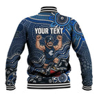 Personalized Carlton Blues Football Mascot Baseball Jacket Aboriginal Dot Art Style Vibrant Indigenous Pattern Design