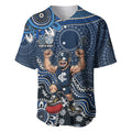 Personalized Carlton Blues Football Mascot Baseball Jersey Aboriginal Dot Art Style Vibrant Indigenous Pattern Design