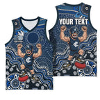 Personalized Carlton Blues Football Mascot Basketball Jersey Aboriginal Dot Art Style Vibrant Indigenous Pattern Design