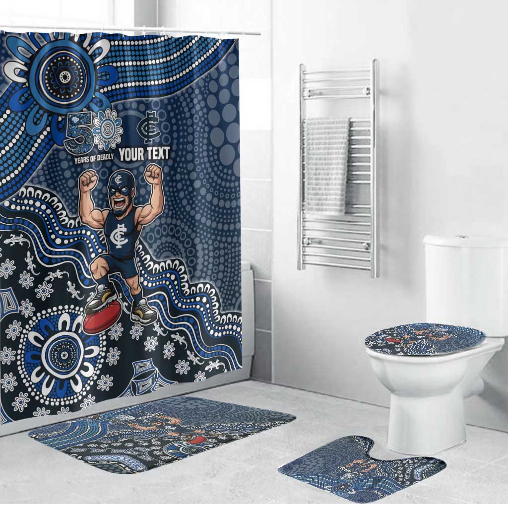 Personalized Carlton Blues Football Mascot Bathroom Set Aboriginal Dot Art Style Vibrant Indigenous Pattern Design