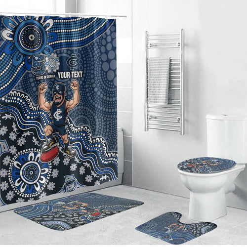 Personalized Carlton Blues Football Mascot Bathroom Set Aboriginal Dot Art Style Vibrant Indigenous Pattern Design