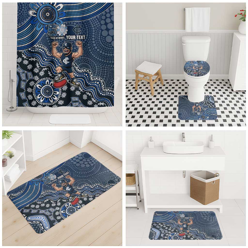 Personalized Carlton Blues Football Mascot Bathroom Set Aboriginal Dot Art Style Vibrant Indigenous Pattern Design