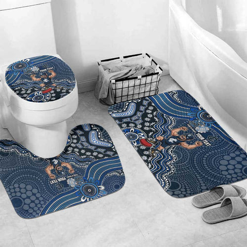 Personalized Carlton Blues Football Mascot Bathroom Set Aboriginal Dot Art Style Vibrant Indigenous Pattern Design