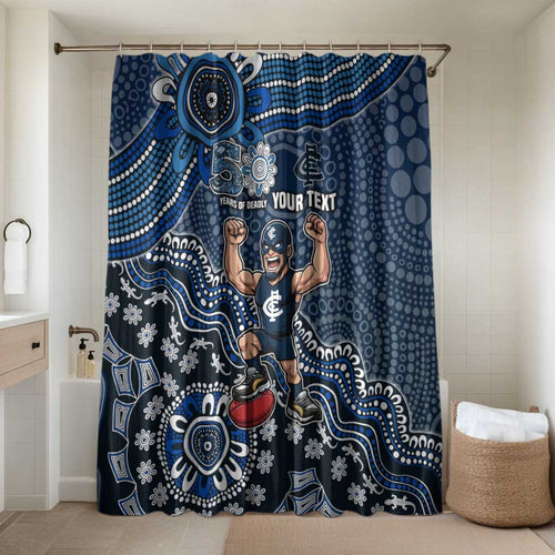 Personalized Carlton Blues Football Mascot Bathroom Set Aboriginal Dot Art Style Vibrant Indigenous Pattern Design