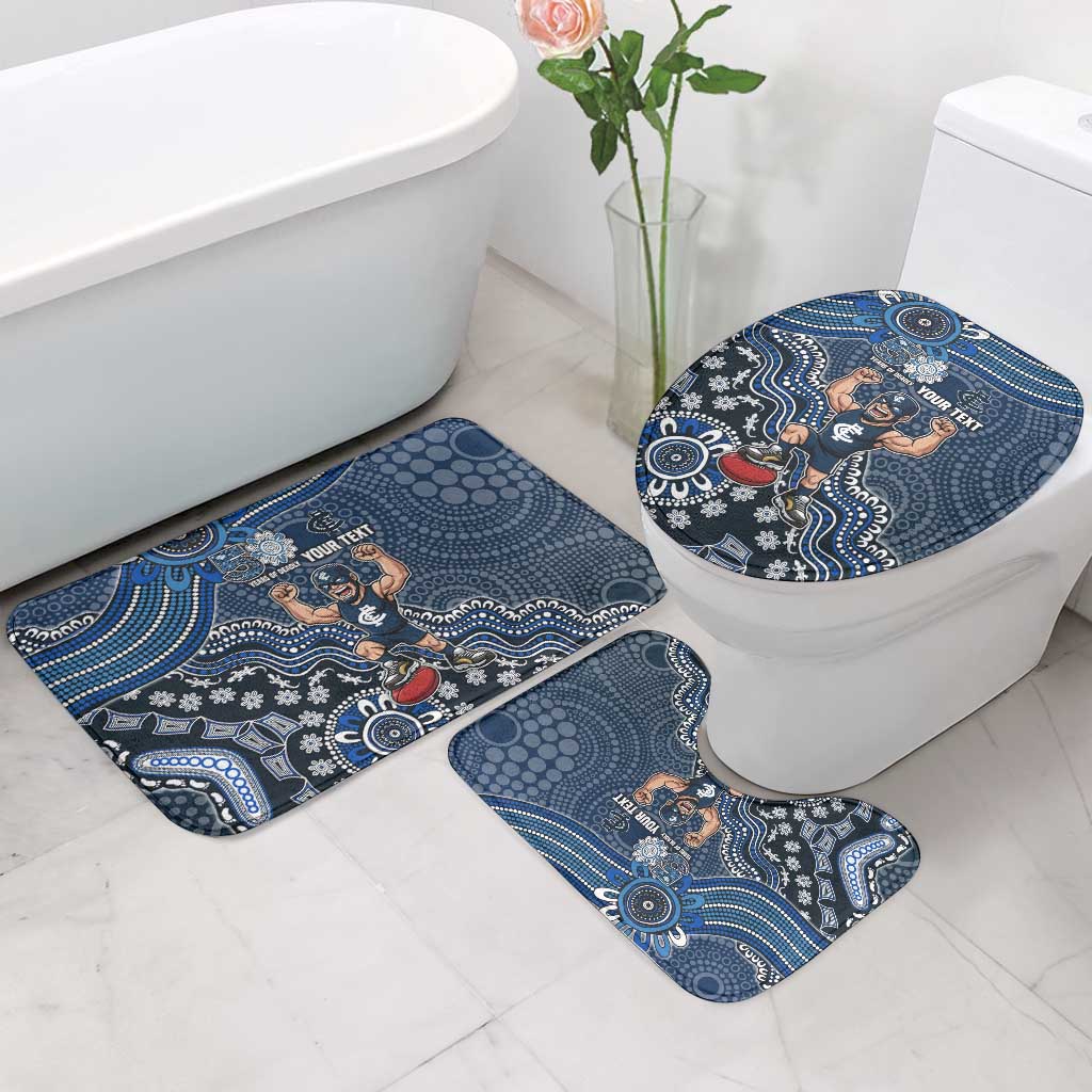 Personalized Carlton Blues Football Mascot Bathroom Set Aboriginal Dot Art Style Vibrant Indigenous Pattern Design
