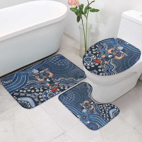 Personalized Carlton Blues Football Mascot Bathroom Set Aboriginal Dot Art Style Vibrant Indigenous Pattern Design