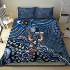 Personalized Carlton Blues Football Mascot Bedding Set Aboriginal Dot Art Style Vibrant Indigenous Pattern Design