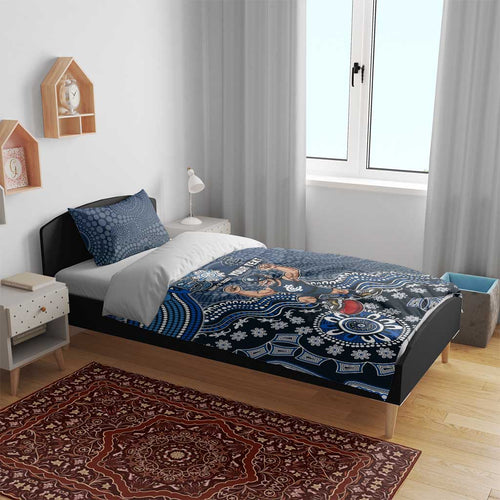 Personalized Carlton Blues Football Mascot Bedding Set Aboriginal Dot Art Style Vibrant Indigenous Pattern Design