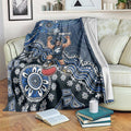 Personalized Carlton Blues Football Mascot Blanket Aboriginal Dot Art Style Vibrant Indigenous Pattern Design