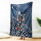 Personalized Carlton Blues Football Mascot Blanket Aboriginal Dot Art Style Vibrant Indigenous Pattern Design