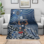 Personalized Carlton Blues Football Mascot Blanket Aboriginal Dot Art Style Vibrant Indigenous Pattern Design