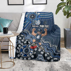 Personalized Carlton Blues Football Mascot Blanket Aboriginal Dot Art Style Vibrant Indigenous Pattern Design