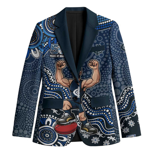Personalized Carlton Blues Football Mascot Blazer Aboriginal Dot Art Style Vibrant Indigenous Pattern Design