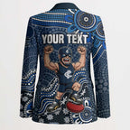 Personalized Carlton Blues Football Mascot Blazer Aboriginal Dot Art Style Vibrant Indigenous Pattern Design