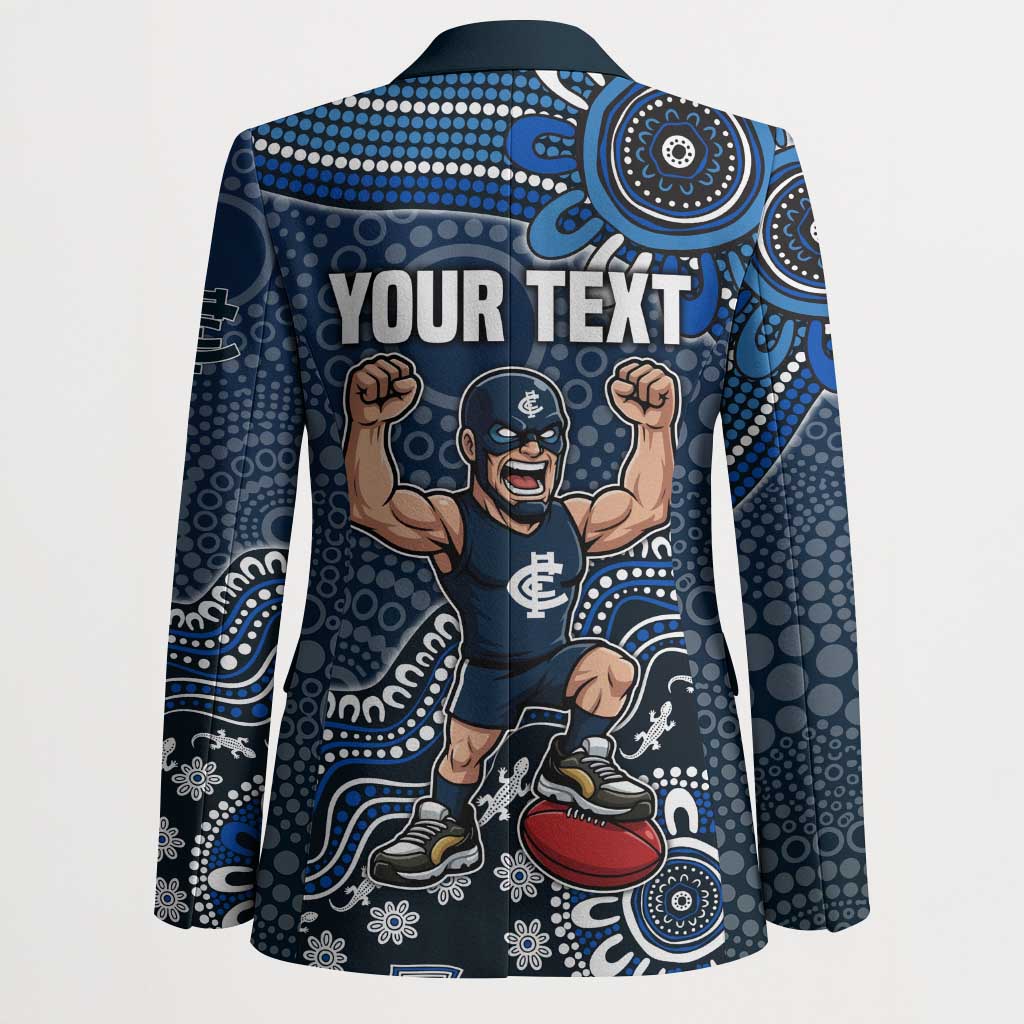 Personalized Carlton Blues Football Mascot Blazer Aboriginal Dot Art Style Vibrant Indigenous Pattern Design