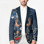 Personalized Carlton Blues Football Mascot Blazer Aboriginal Dot Art Style Vibrant Indigenous Pattern Design
