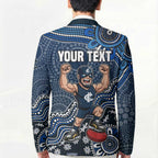 Personalized Carlton Blues Football Mascot Blazer Aboriginal Dot Art Style Vibrant Indigenous Pattern Design