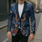 Personalized Carlton Blues Football Mascot Blazer Aboriginal Dot Art Style Vibrant Indigenous Pattern Design