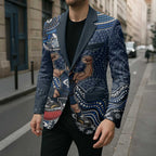 Personalized Carlton Blues Football Mascot Blazer Aboriginal Dot Art Style Vibrant Indigenous Pattern Design