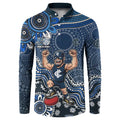 Personalized Carlton Blues Football Mascot Button Sweatshirt Aboriginal Dot Art Style Vibrant Indigenous Pattern Design