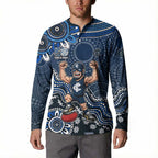 Personalized Carlton Blues Football Mascot Button Sweatshirt Aboriginal Dot Art Style Vibrant Indigenous Pattern Design