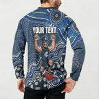 Personalized Carlton Blues Football Mascot Button Sweatshirt Aboriginal Dot Art Style Vibrant Indigenous Pattern Design