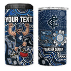 Personalized Carlton Blues Football Mascot 4 in 1 Can Cooler Tumbler Aboriginal Dot Art Style Vibrant Indigenous Pattern Design