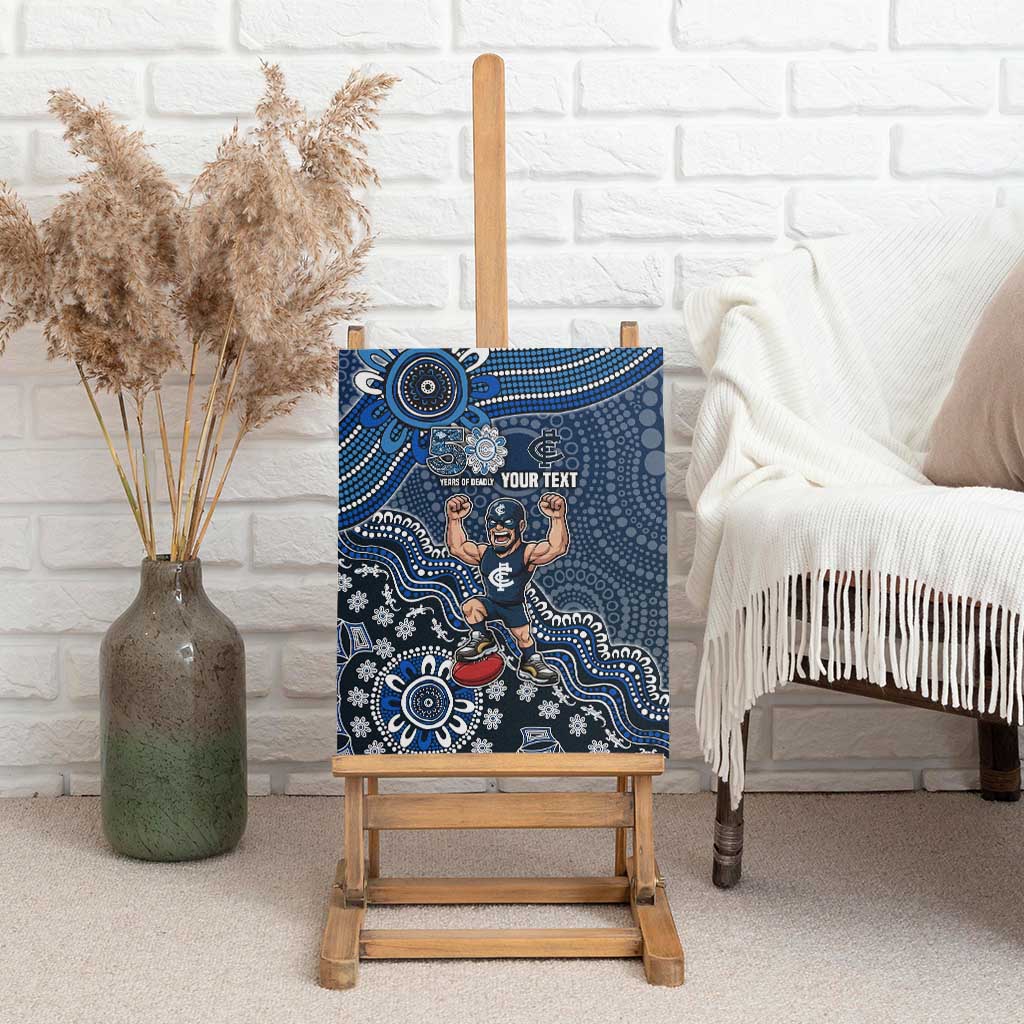 Personalized Carlton Blues Football Mascot Canvas Wall Art Aboriginal Dot Art Style Vibrant Indigenous Pattern Design