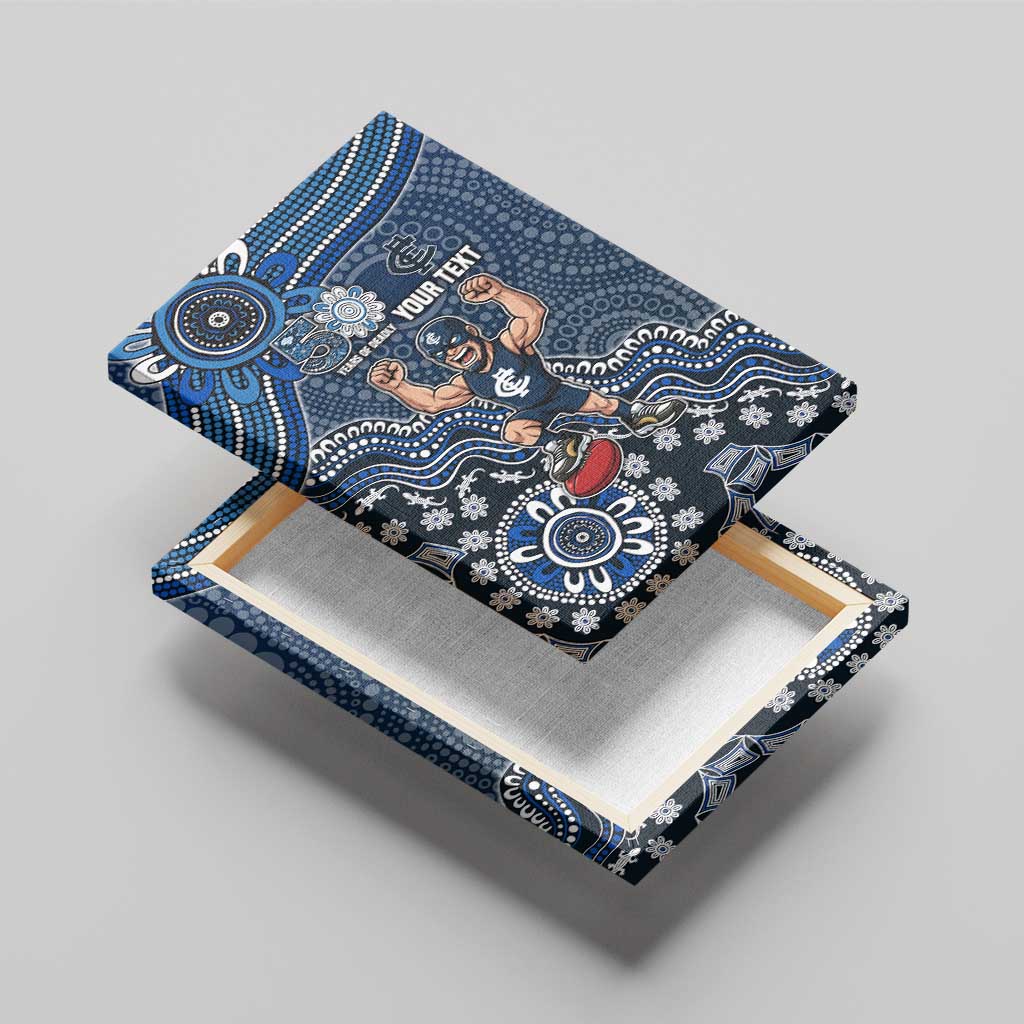 Personalized Carlton Blues Football Mascot Canvas Wall Art Aboriginal Dot Art Style Vibrant Indigenous Pattern Design