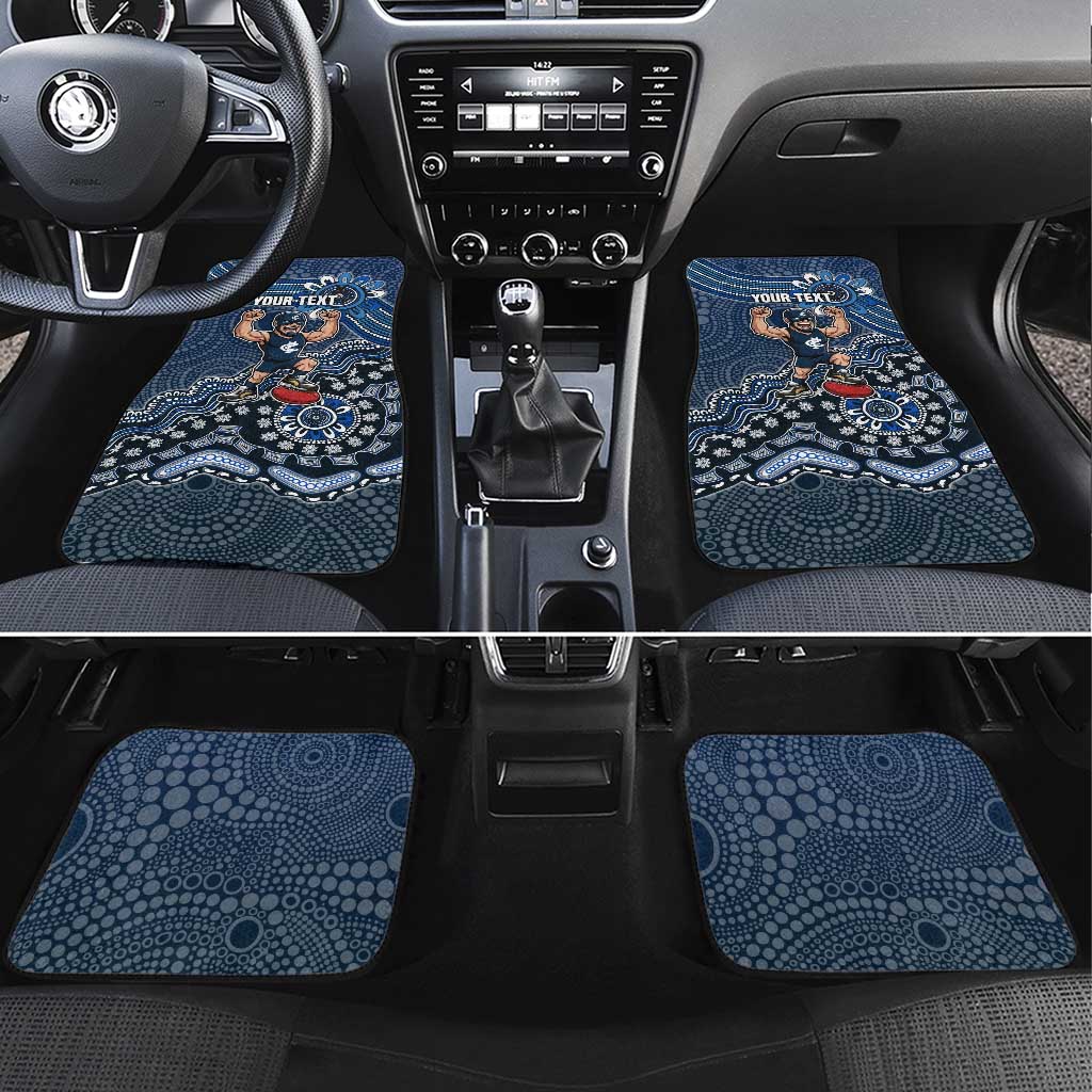 Personalized Carlton Blues Football Mascot Car Mats Aboriginal Dot Art Style Vibrant Indigenous Pattern Design