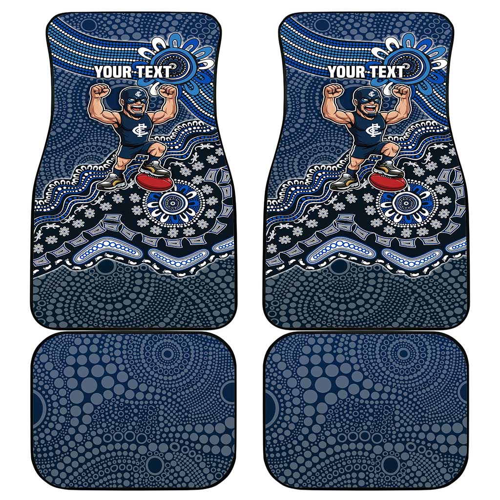 Personalized Carlton Blues Football Mascot Car Mats Aboriginal Dot Art Style Vibrant Indigenous Pattern Design