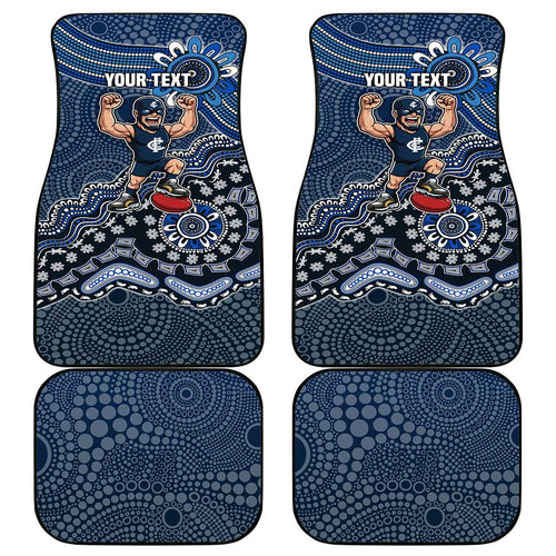 Personalized Carlton Blues Football Mascot Car Mats Aboriginal Dot Art Style Vibrant Indigenous Pattern Design