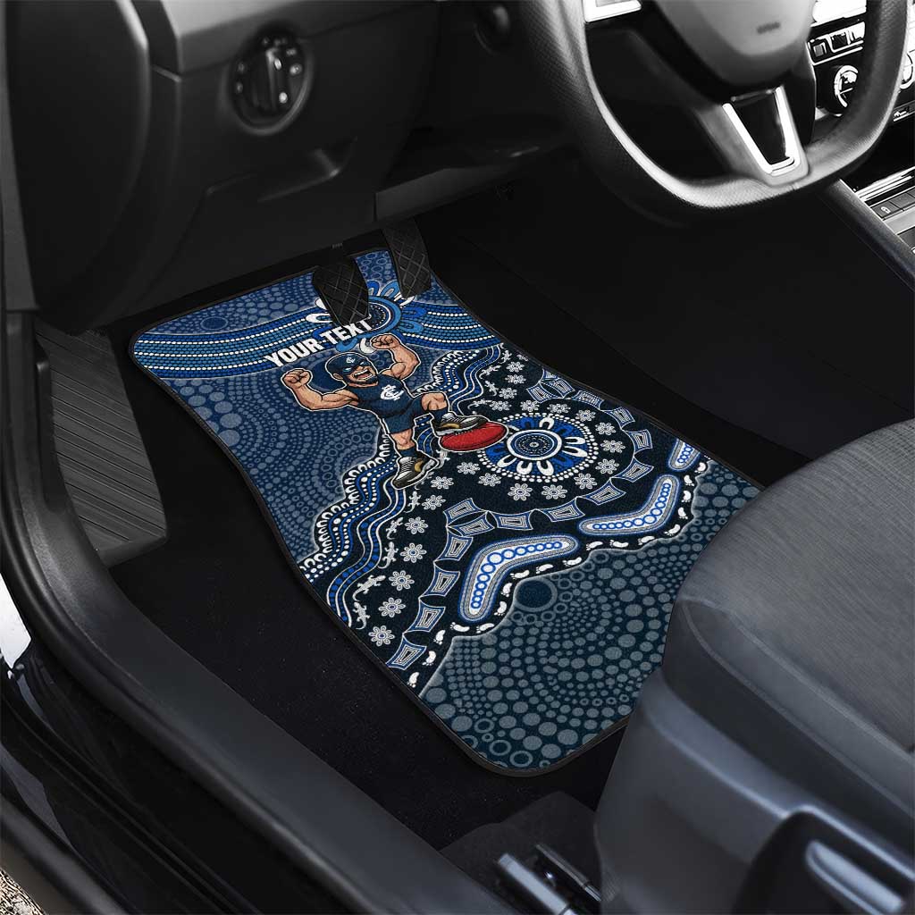 Personalized Carlton Blues Football Mascot Car Mats Aboriginal Dot Art Style Vibrant Indigenous Pattern Design