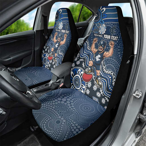 Personalized Carlton Blues Football Mascot Car Seat Cover Aboriginal Dot Art Style Vibrant Indigenous Pattern Design
