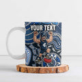 Personalized Carlton Blues Football Mascot Ceramic Mug Aboriginal Dot Art Style Vibrant Indigenous Pattern Design