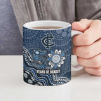 Personalized Carlton Blues Football Mascot Ceramic Mug Aboriginal Dot Art Style Vibrant Indigenous Pattern Design