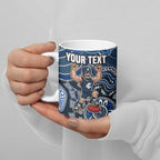 Personalized Carlton Blues Football Mascot Ceramic Mug Aboriginal Dot Art Style Vibrant Indigenous Pattern Design