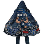 Personalized Carlton Blues Football Mascot Cloak Aboriginal Dot Art Style Vibrant Indigenous Pattern Design