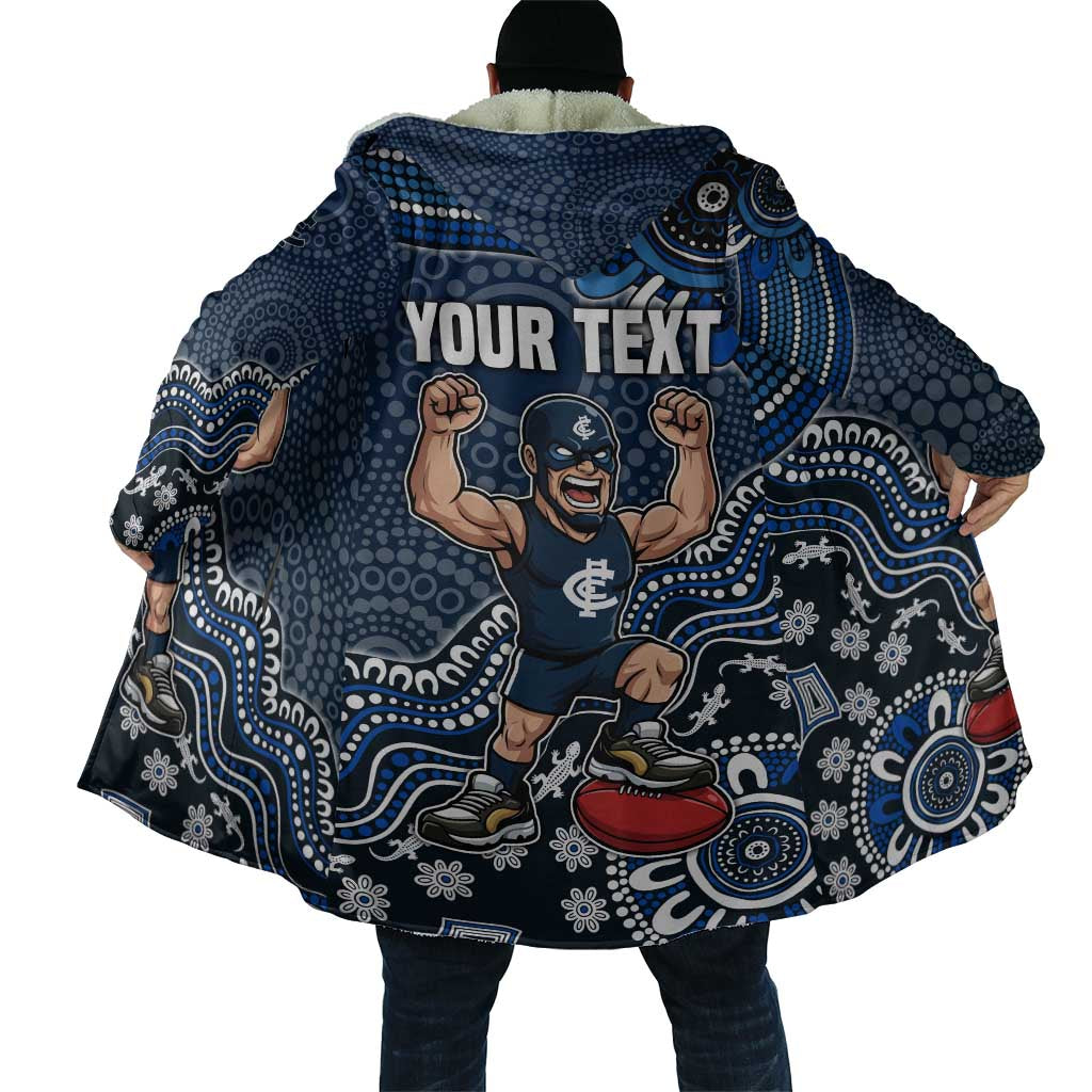 Personalized Carlton Blues Football Mascot Cloak Aboriginal Dot Art Style Vibrant Indigenous Pattern Design