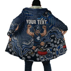 Personalized Carlton Blues Football Mascot Cloak Aboriginal Dot Art Style Vibrant Indigenous Pattern Design