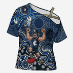 Personalized Carlton Blues Football Mascot Cross Shoulder Shirt Aboriginal Dot Art Style Vibrant Indigenous Pattern Design