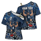 Personalized Carlton Blues Football Mascot Cross Shoulder Shirt Aboriginal Dot Art Style Vibrant Indigenous Pattern Design