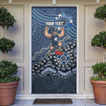 Personalized Carlton Blues Football Mascot Door Cover Aboriginal Dot Art Style Vibrant Indigenous Pattern Design