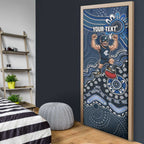 Personalized Carlton Blues Football Mascot Door Cover Aboriginal Dot Art Style Vibrant Indigenous Pattern Design