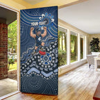 Personalized Carlton Blues Football Mascot Door Cover Aboriginal Dot Art Style Vibrant Indigenous Pattern Design